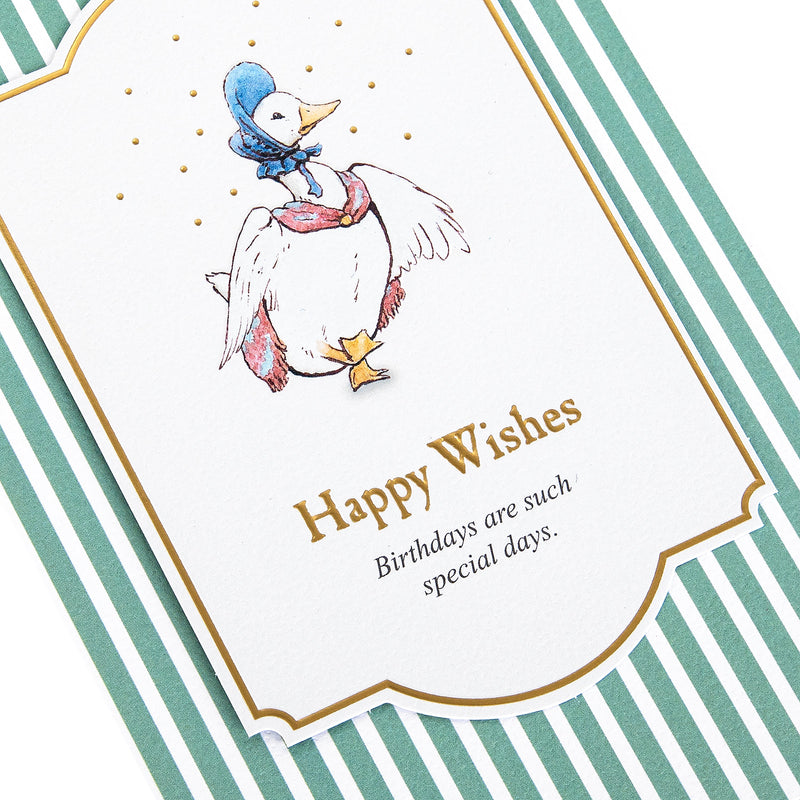 Birthday Card - Green Beatrix Potter Jemima Puddle-Duck Design