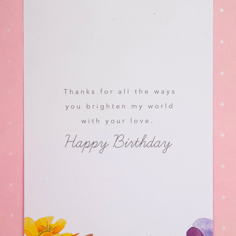 Marjolein Bastin Birthday Card For Wife - Scattered Colourful Flower Design