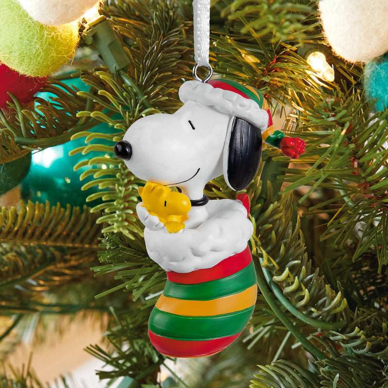 Collectable PEANUTS™ Hanging Ornament - SNOOPY & WOODSTOCK in Stocking