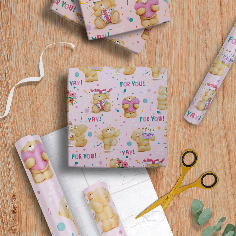 6M Any Occasion Wrapping Paper - 3 x 2M Rolls in 1 Forever Friends Bears Design
