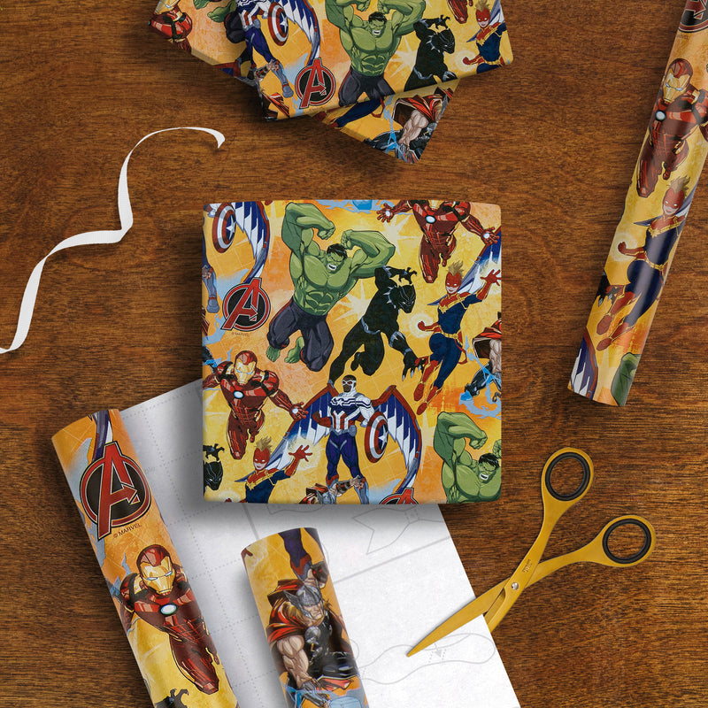 6M Any Occasion Wrapping Paper - 3 x 2M Rolls in 1 MARVEL Avengers Design