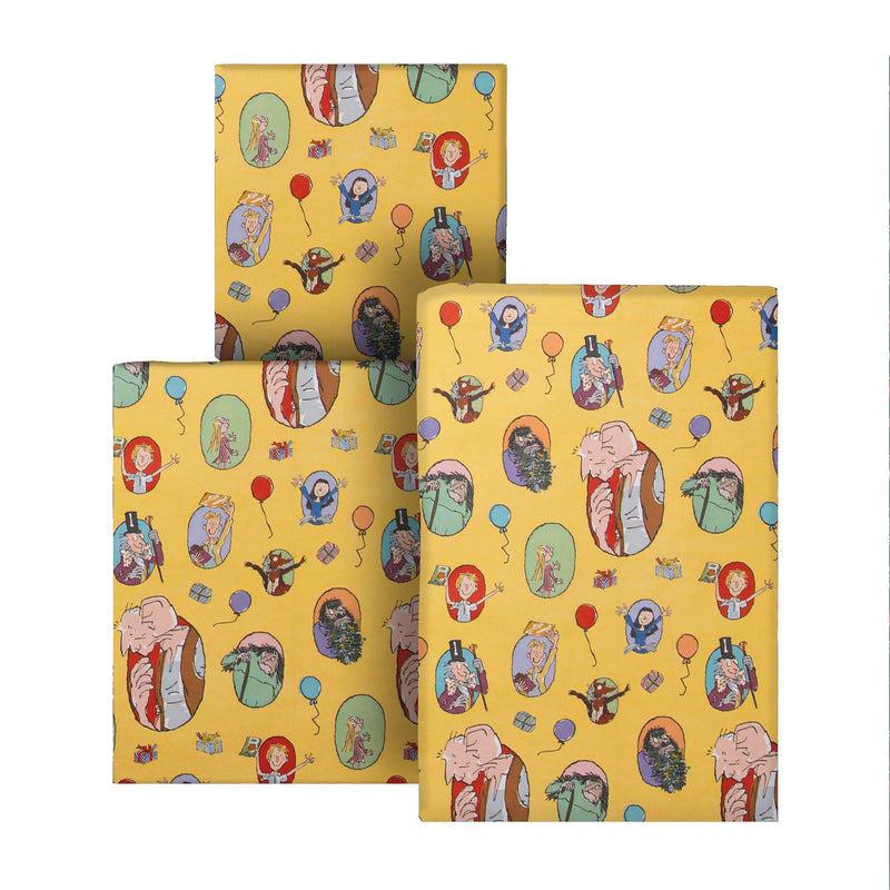6M Roald Dahl & Quentin Blake Characters Wrapping Paper Multipack - 3 x 2M Rolls