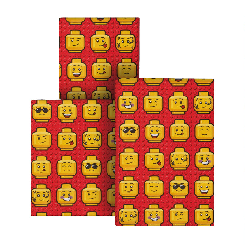 6M Wrapping Paper - 3 x 2M Rolls in 1 LEGO® Heads Design