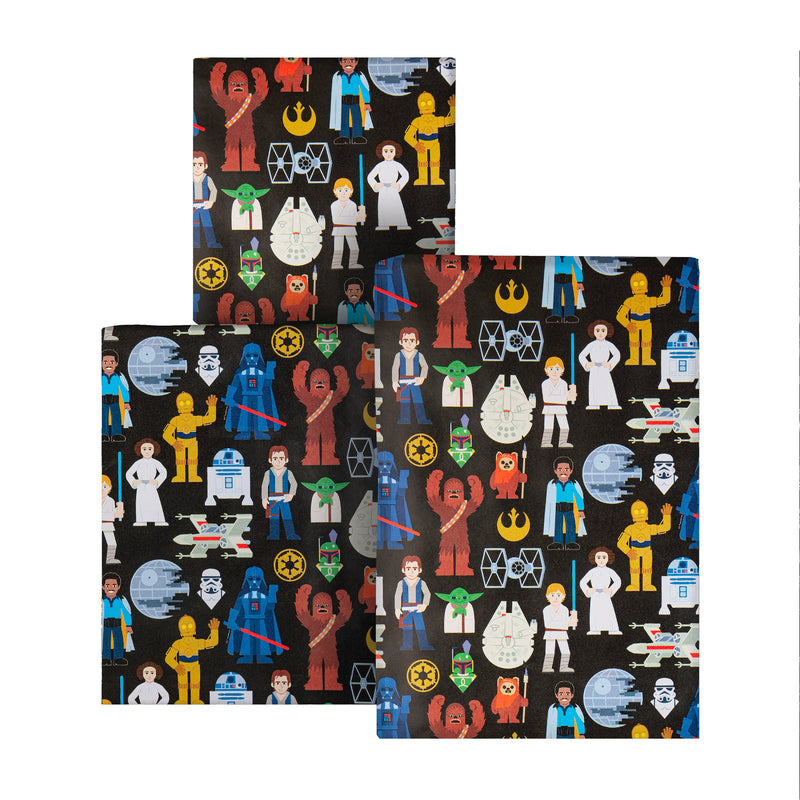6M Wrapping Paper - 3 x 2M Rolls in 1 Star Wars™ Characters Design