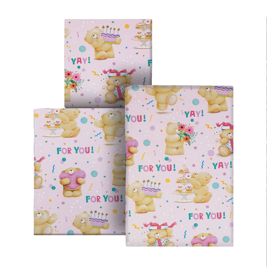 6M Any Occasion Wrapping Paper - 3 x 2M Rolls in 1 Forever Friends Bears Design