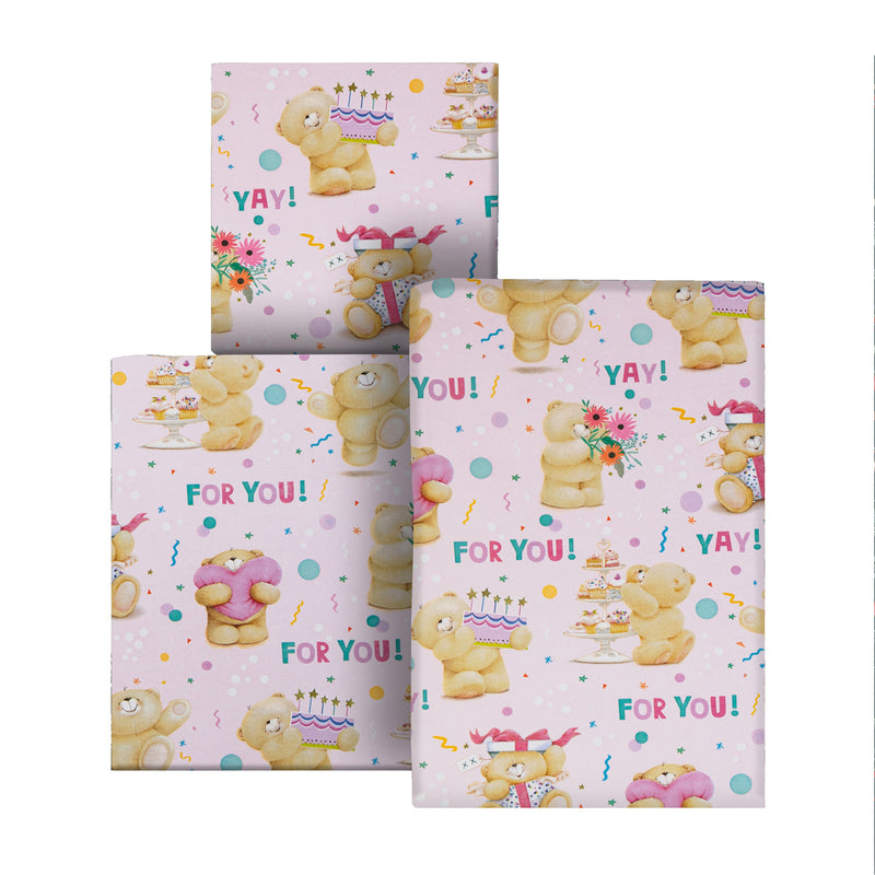6M Any Occasion Wrapping Paper - 3 x 2M Rolls in 1 Forever Friends Bears Design