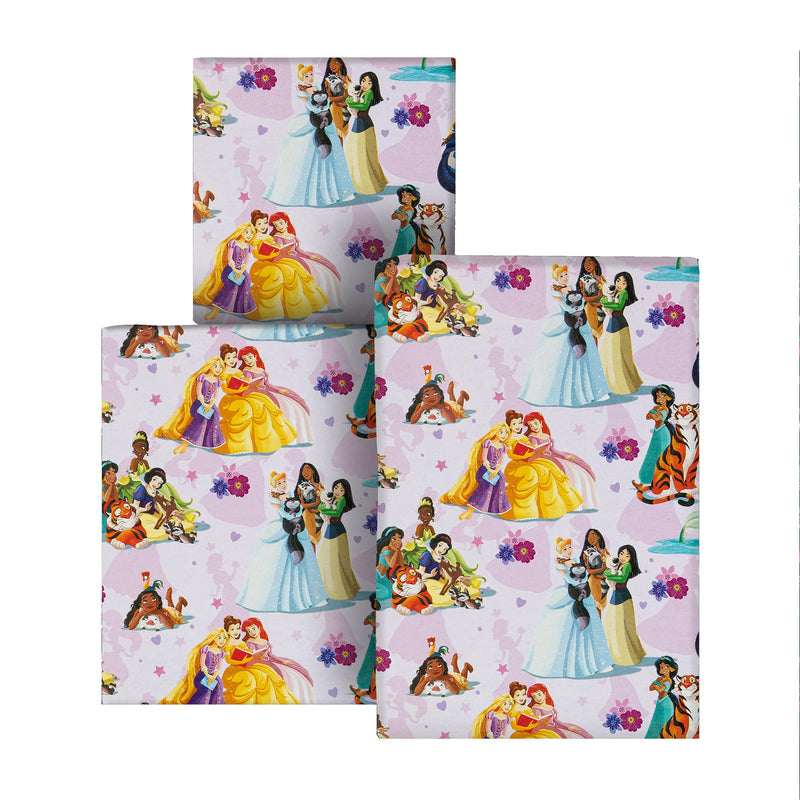 6M Wrapping Paper - 3 x 2M Rolls in 1 Disney Princesses & Pets Design