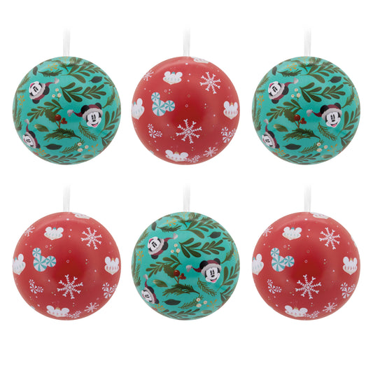 Disney Mickey & Minnie Mouse Tin Bauble Christmas Ornaments, Pack of 12