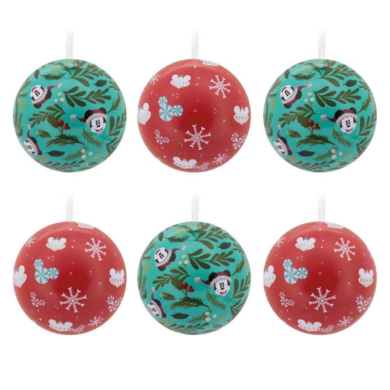 Disney Mickey & Minnie Mouse Tin Bauble Christmas Ornaments, Pack of 12
