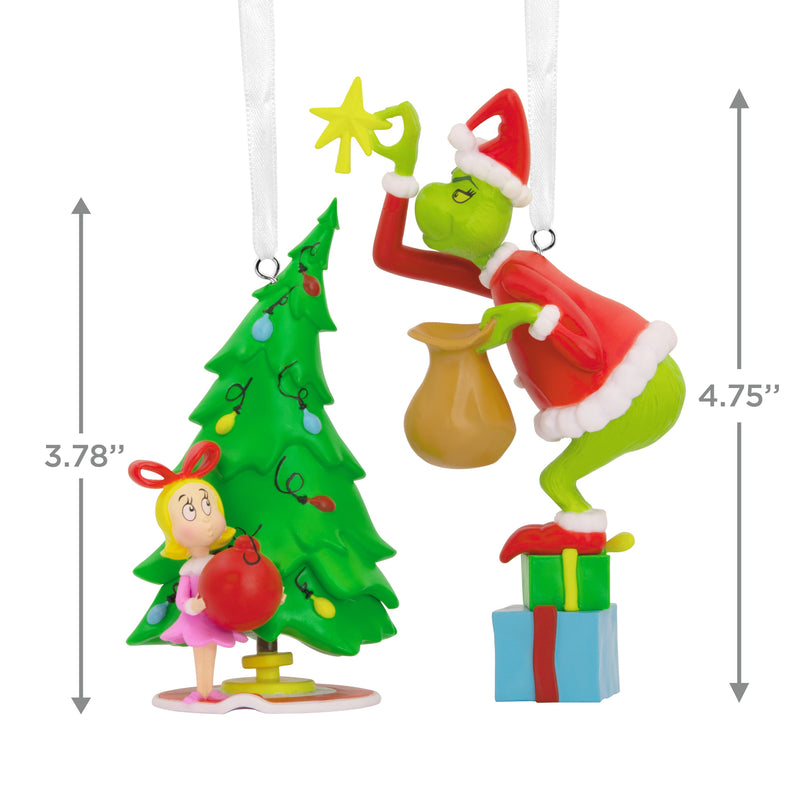 Storied Moments Dr Seuss Christmas Ornaments - Set of 2 - The Grinch & Cindy-Lou Who