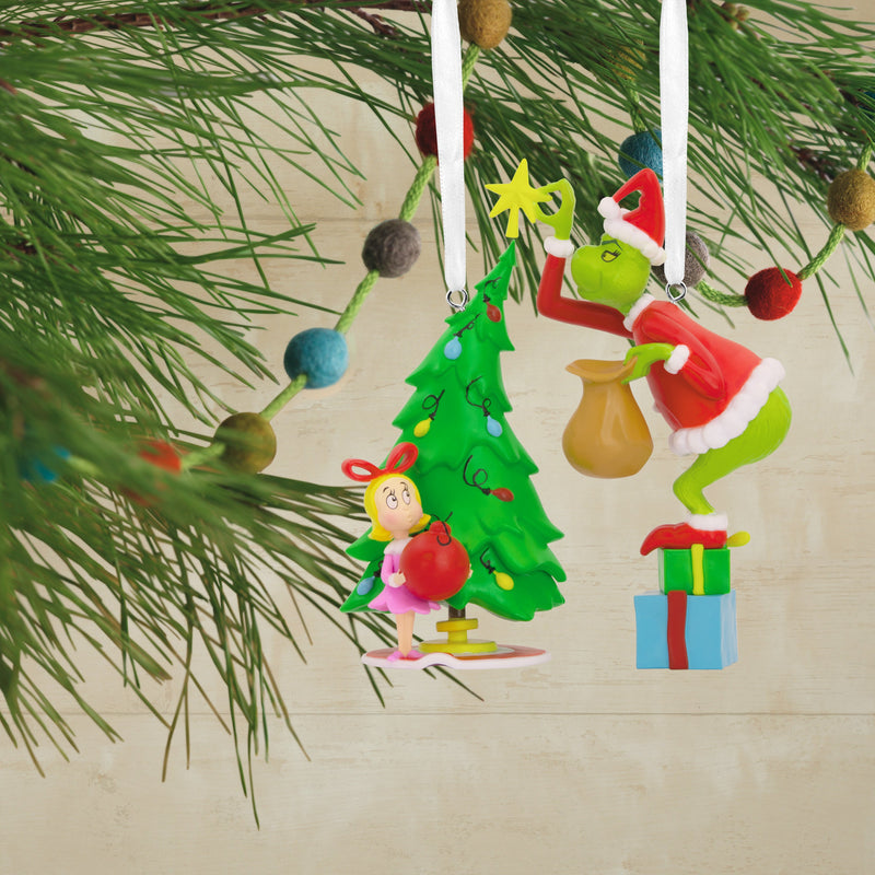 Storied Moments Dr Seuss Christmas Ornaments - Set of 2 - The Grinch & Cindy-Lou Who