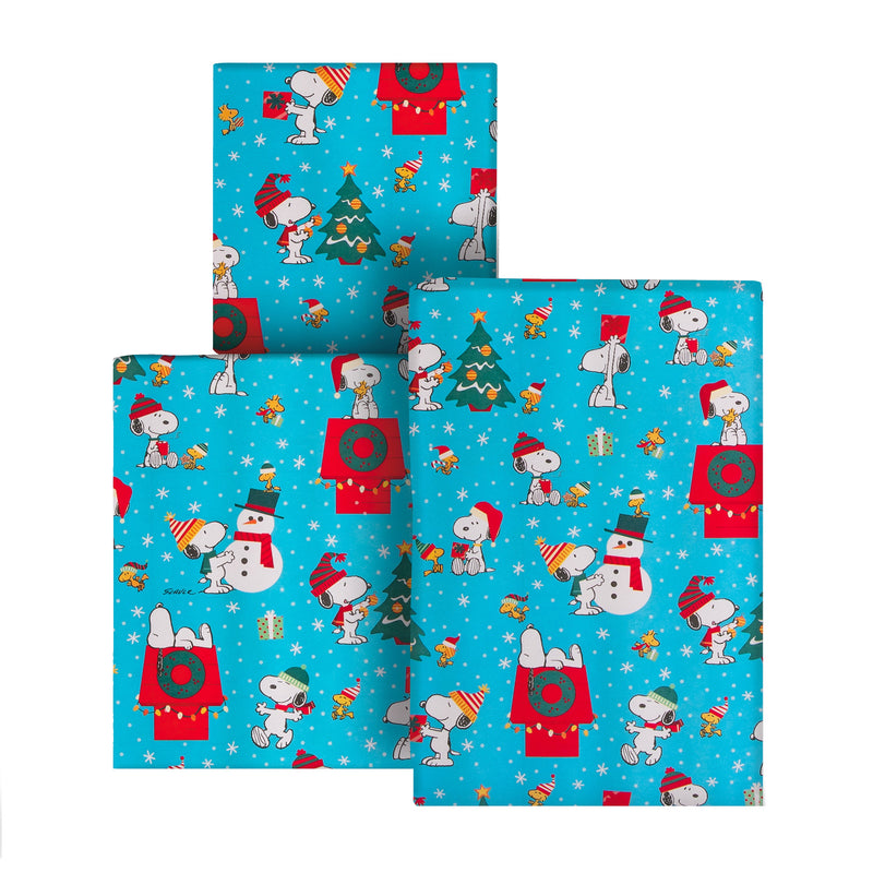6M Christmas Wrapping Paper - 3 x 2M Rolls in 1 PEANUTS™ SNOOPY Design