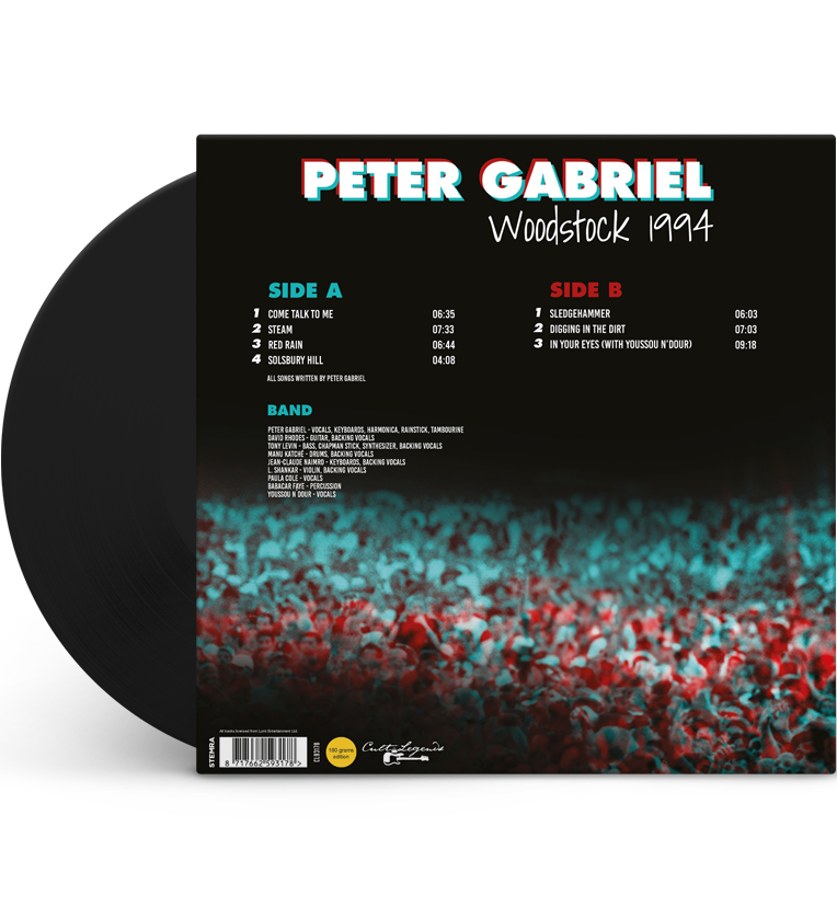 Peter Gabriel – Woodstock 1994 (12-Inch Album on 180g Vinyl), close-up detail