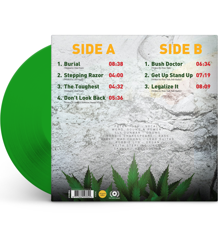 Peter Tosh – At My Father’s Place, Roslyn, 1978 (Limited Edition 12-Inch Album on 180g Green Vinyl), close-up detail