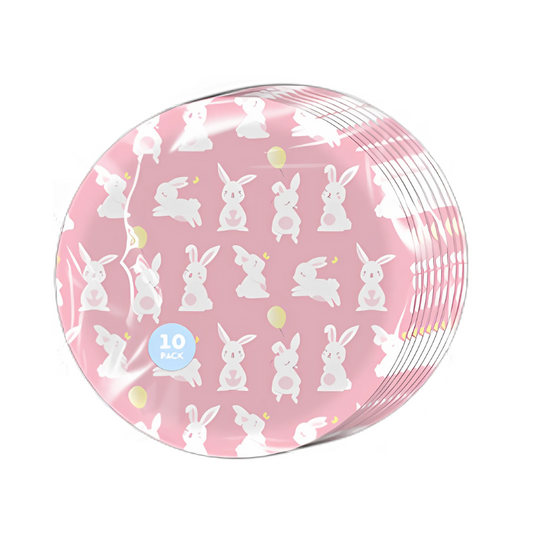 Pink Easter Bunny Paper Party Plates 10 Pack collectible from PoundFun
