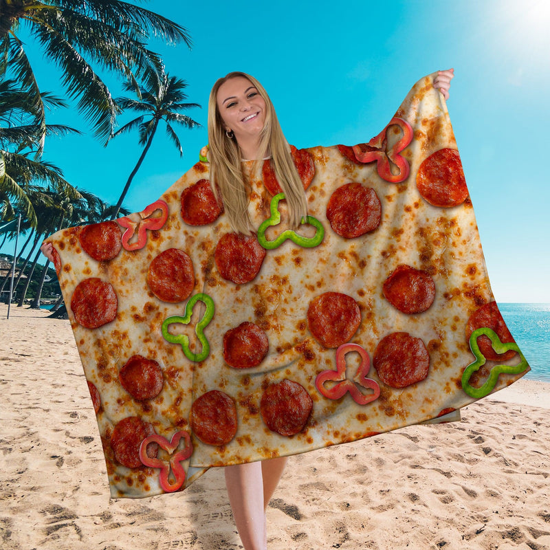 Hooded Towel - Lightweight, Microfibre - Pizza collectible from https://britishmade.gifts/