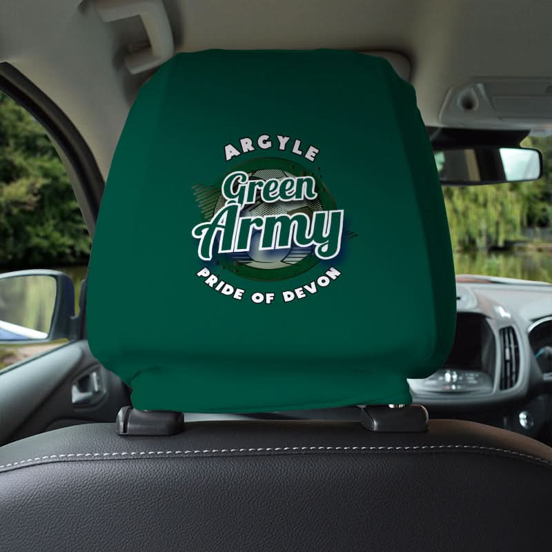 Plymouth Green Army - Football Legends - Headrest Cover collectible from https://britishmade.gifts/