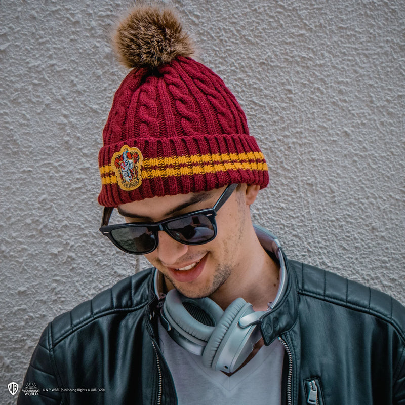 Harry Potter Gryffindor Pompom Beanie, side angle