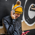 Hufflepuff Pompom Beanie, side angle