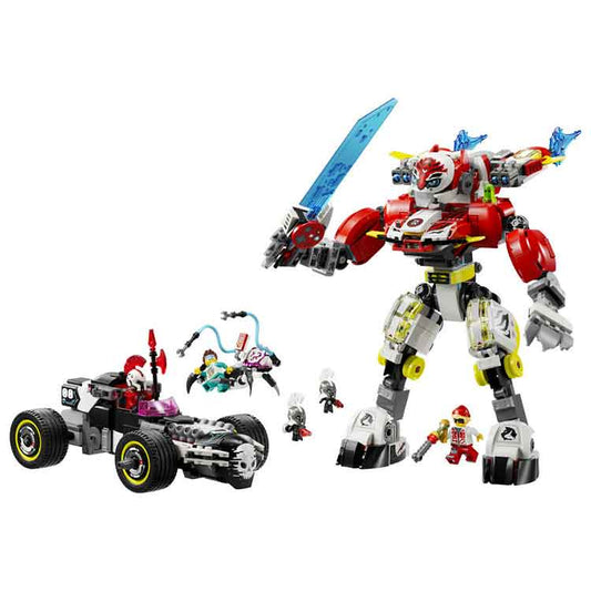 LEGO 71497 Cooper's Tiger Mech & Zero's Hot Rod Car, alternate view