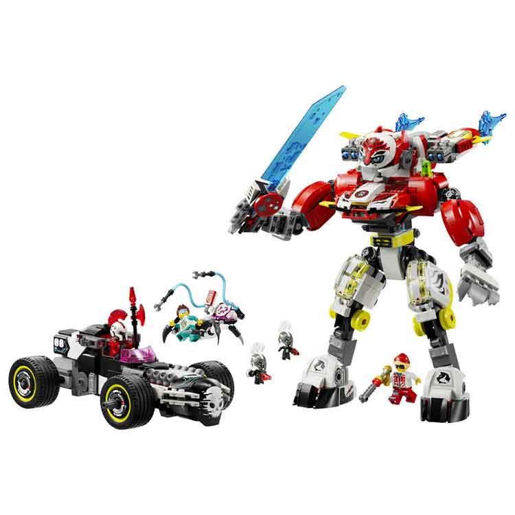 LEGO 71497 Cooper's Tiger Mech & Zero's Hot Rod Car, alternate view