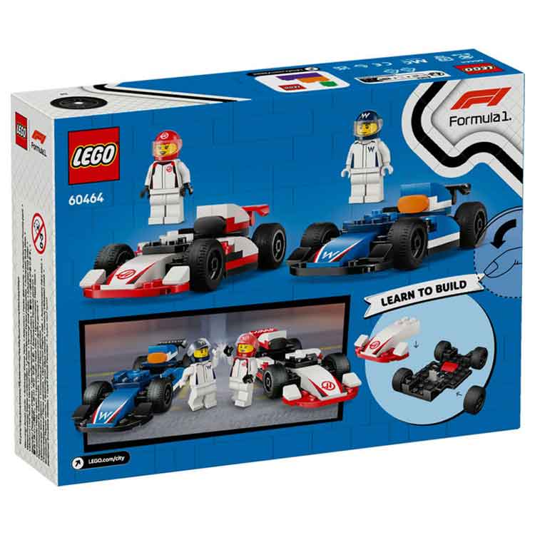 LEGO 60464 F1 Williams Racing & Haas F1 Race Cars, side angle