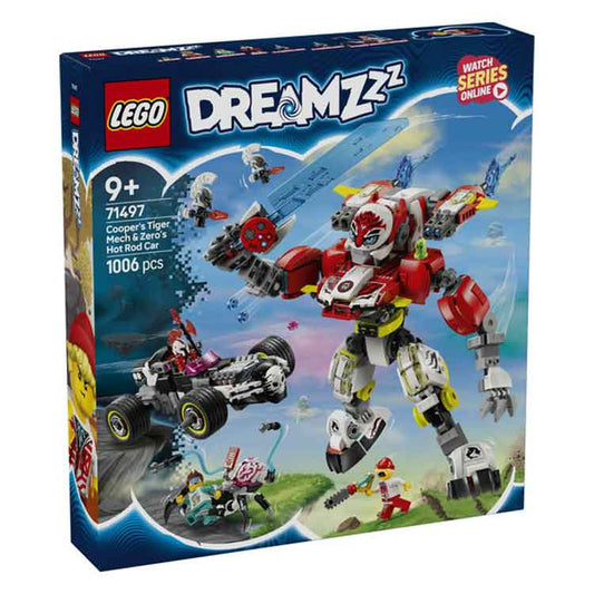 LEGO 71497 Cooper's Tiger Mech & Zero's Hot Rod Car collectible from AJ Toys & Books