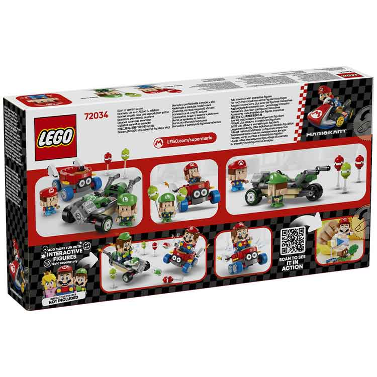 LEGO 72034 Mario Kart – Baby Mario vs Baby Luigi, side angle