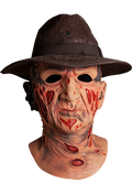 A Nightmare on Elm Street Deluxe Freddy Krueger Mask with Fedora Hat side angle
