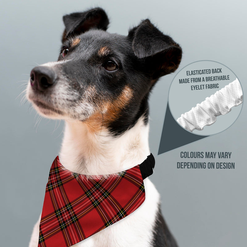 Red Tartan - Dog Bandana - 4 Sizes, close-up detail