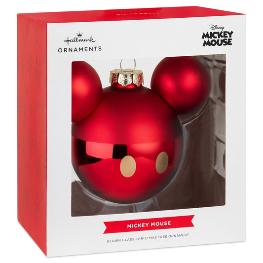 Collectable Disney Glass Ornament - Mickey Mouse Ears & Gold Buttons Design
