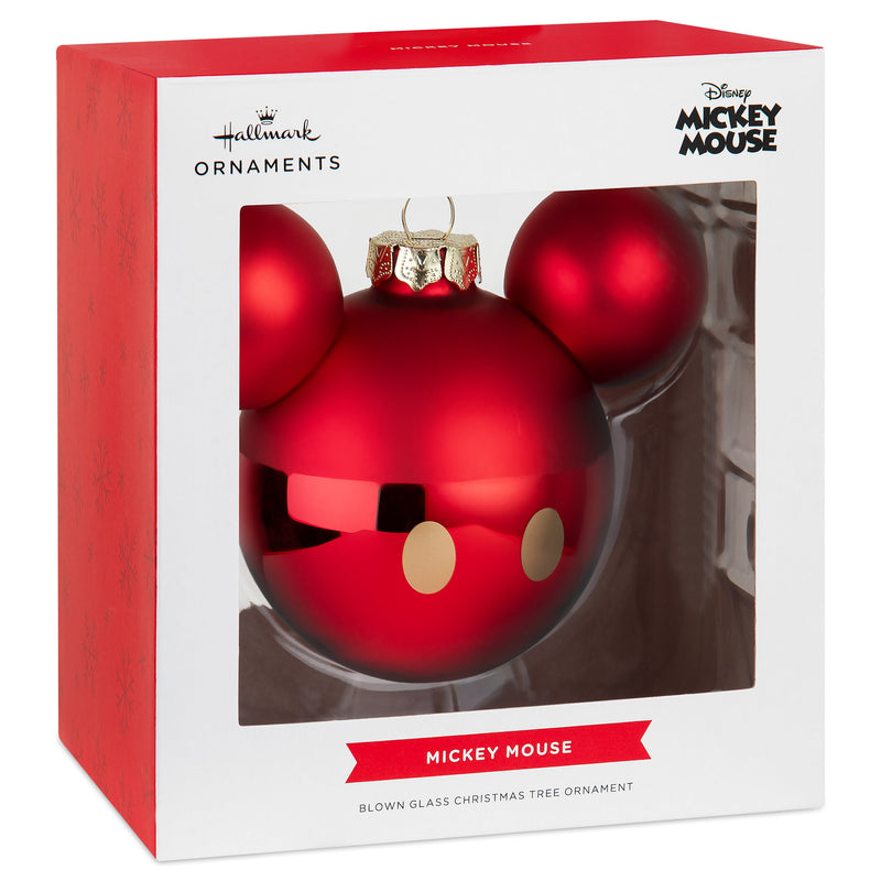 Collectable Disney Glass Ornament - Mickey Mouse Ears & Gold Buttons Design