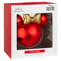 Collectable Disney Glass Ornament - Minnie Mouse Ears & Gold Bow Design