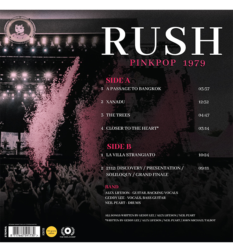 Rush – Pinkpop 1979 (Limited Edition 12-Inch Album on 180g Pink Vinyl), side angle