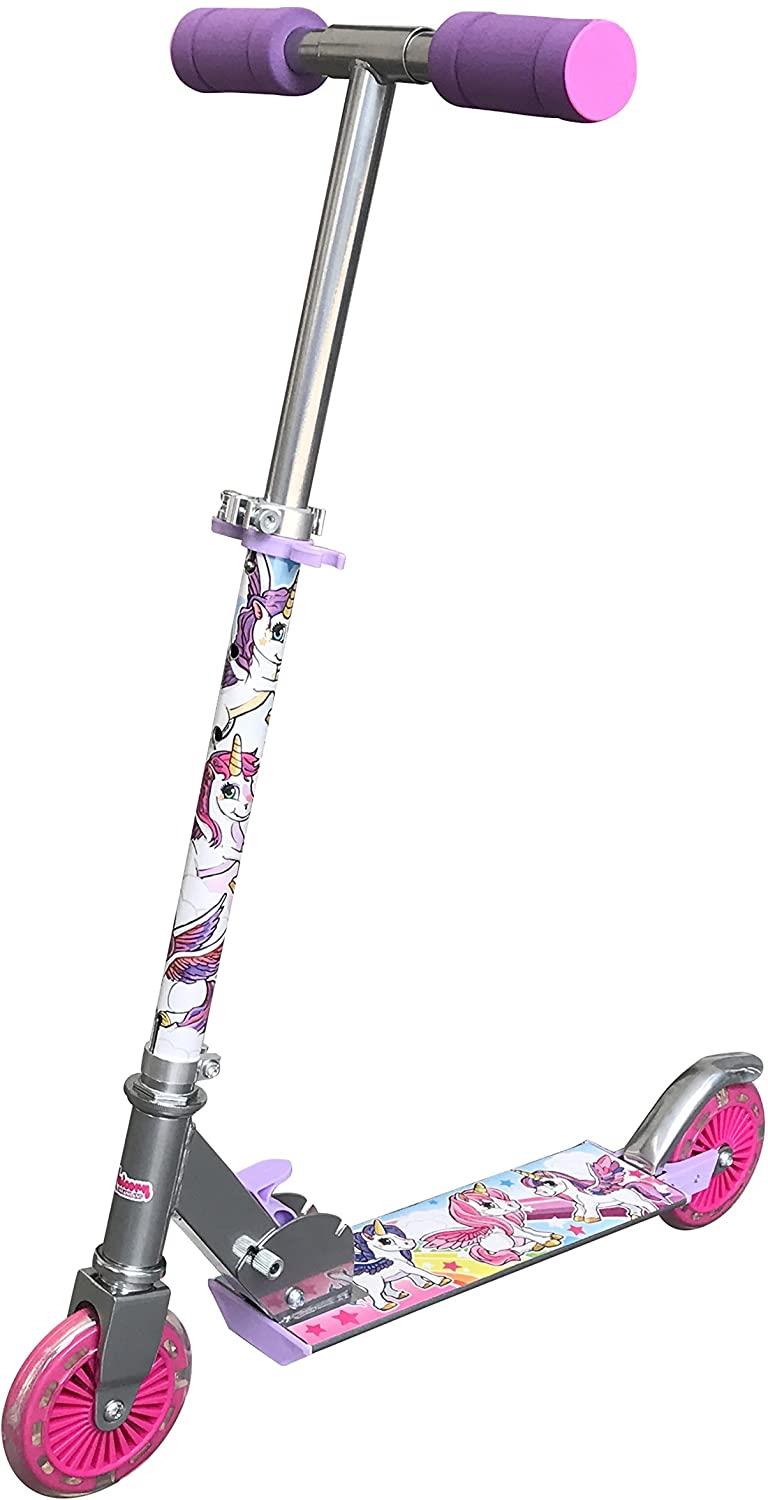 Unicorn Dreamland Push Scooter with 2 light up Flashing Wheel Outdoor Game for Boy Girl SV13988, close-up detail
