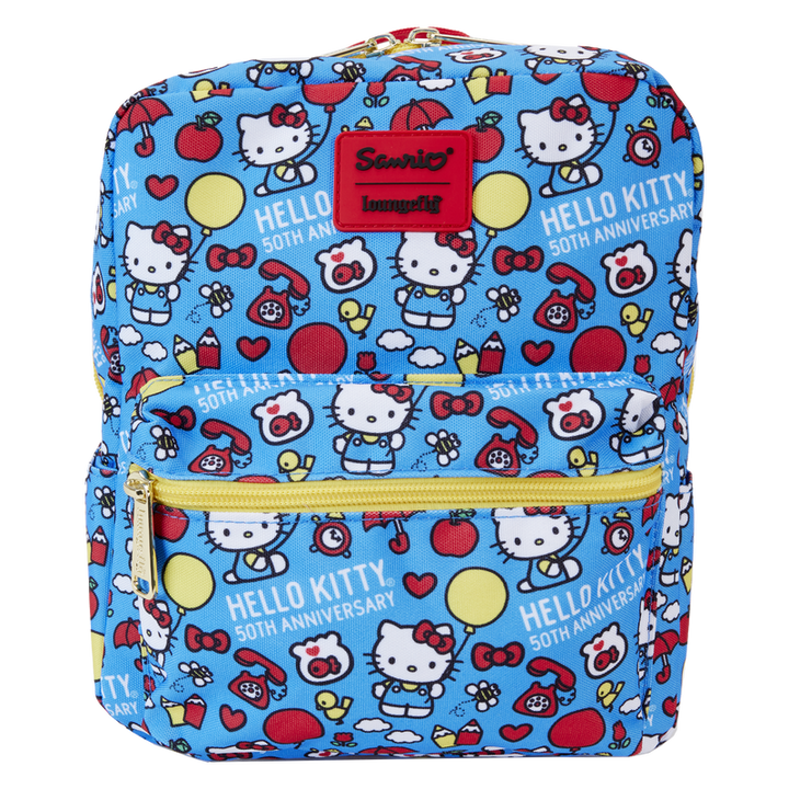 Loungefly Sanrio Hello Kitty 50th Anniversary All-Over Print Square Mini Backpack