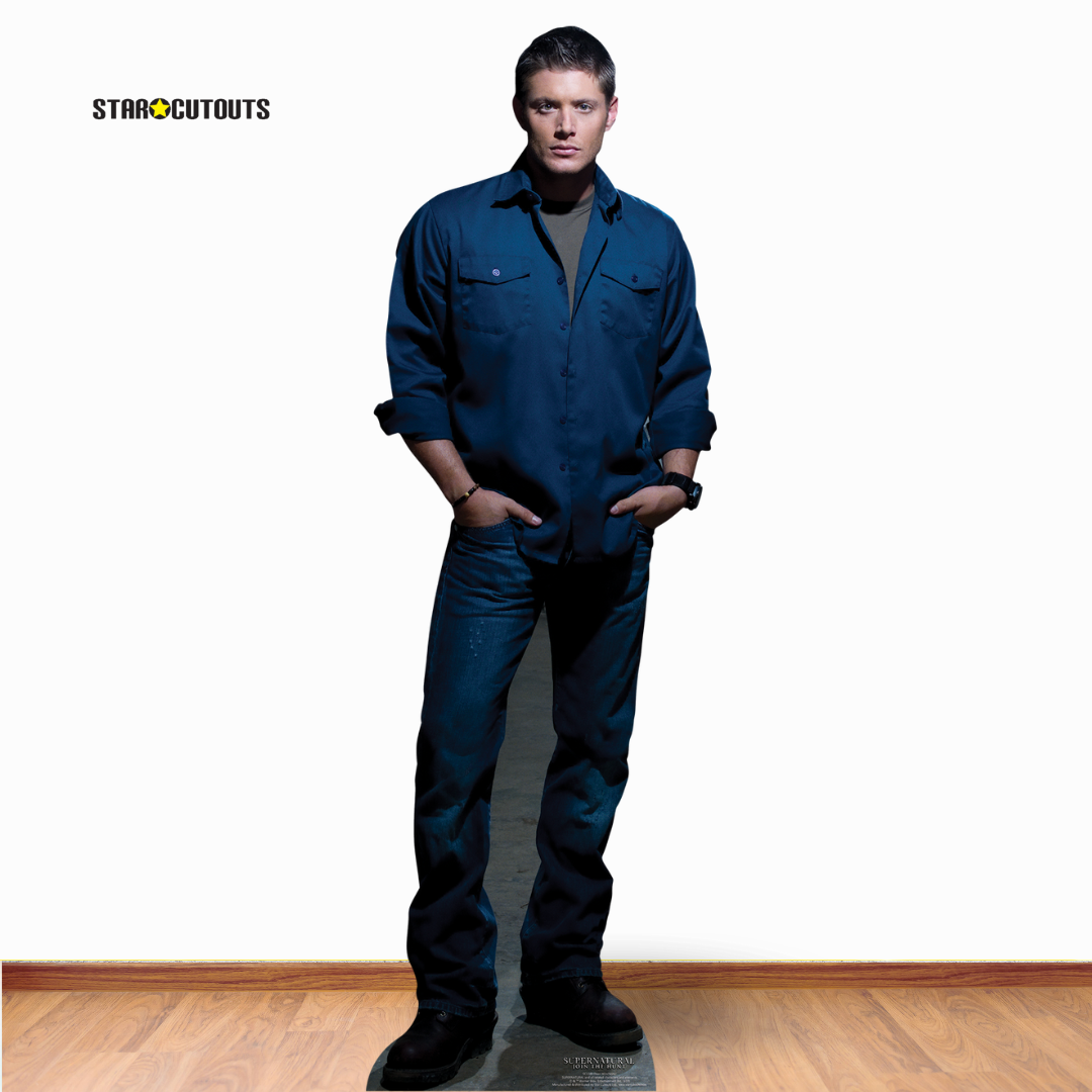 Dean Winchester Blue Shirt Jeans (Jensen Ackles Supernatural) Cardboard Cut Out Height 186cm