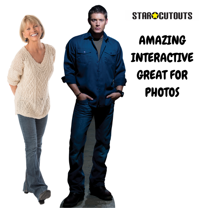 Dean Winchester Blue Shirt Jeans (Jensen Ackles Supernatural) Cardboard Cut Out Height 186cm, close-up detail