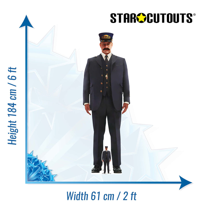 Conductor Polar Express Cardboard Cut Out Height 184cm, side angle