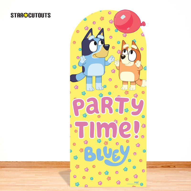 Bluey and Bingo Balloon Party Time Large Backdrop Cardboard Cut Out Height 185cm, side angle