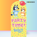 Bluey and Bingo Balloon Party Time Large Backdrop Cardboard Cut Out Height 185cm, size reference