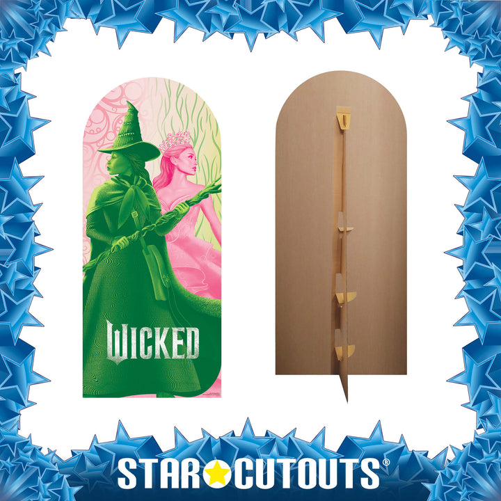 Wicked Glinda and Elphaba Logo Backdrop Single  Cardboard Cut Out Height 185cm