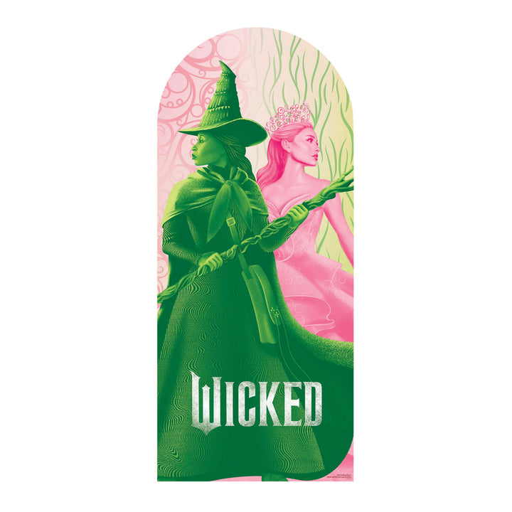 Wicked Glinda and Elphaba Logo Backdrop Single  Cardboard Cut Out Height 185cm