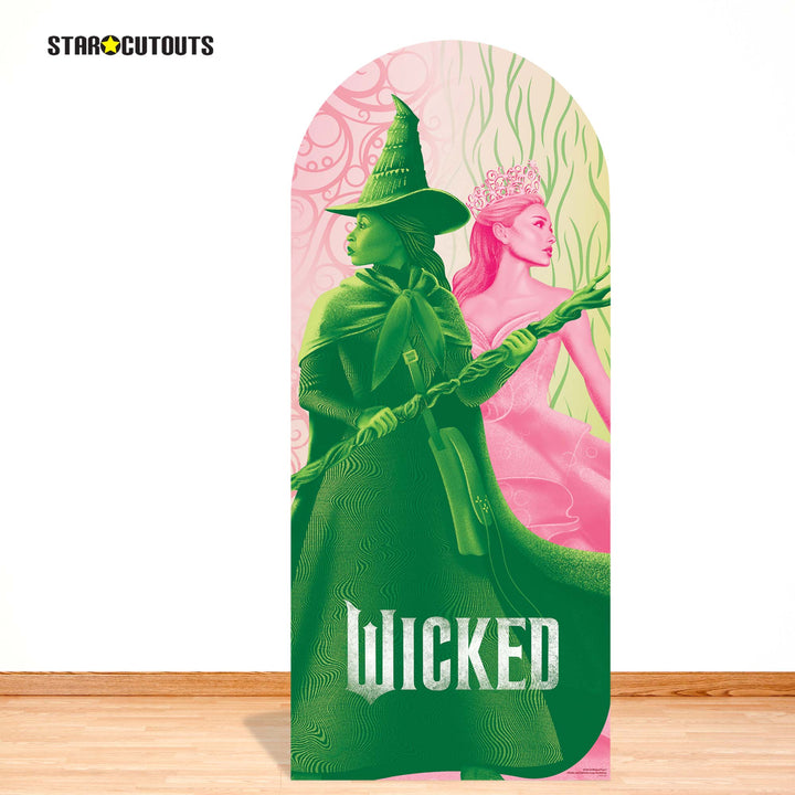 Wicked Glinda and Elphaba Logo Backdrop Single  Cardboard Cut Out Height 185cm