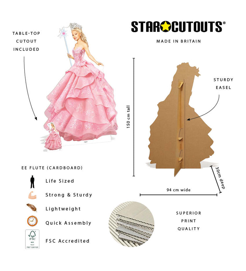 Glinda Wicked Pink Witch Cardboard Cut Out Height 150cm