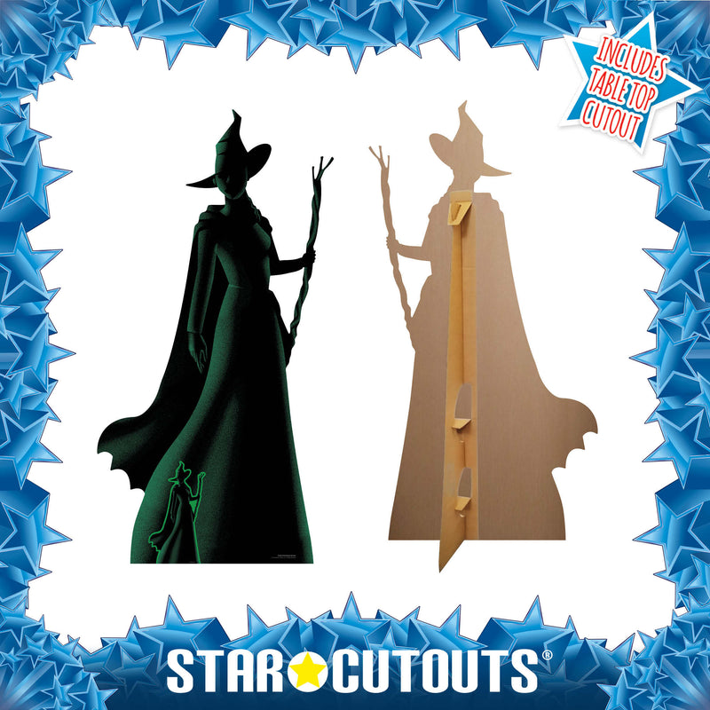 Wicked Elphaba Witch Green & Black Silhouette Cardboard Cut Out Height 163cm, rear view