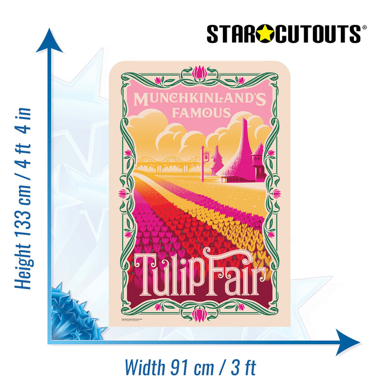 Wicked Munchkinland Tulip Fair Backdrop Single Cardboard Cut Out Height 133cm
