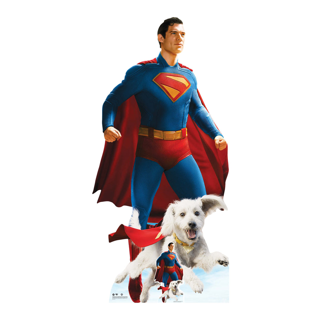 Superman David Corenswet  Flying and Krypto Cardboard Cutouts Height 193cm