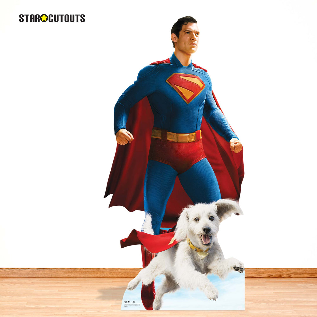 Superman David Corenswet  Flying and Krypto Cardboard Cutouts Height 193cm