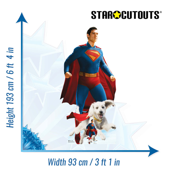 Superman David Corenswet  Flying and Krypto Cardboard Cutouts Height 193cm